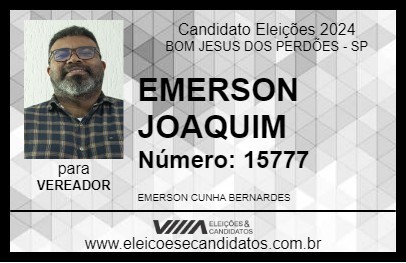 Candidato EMERSON JOAQUIM 2024 - BOM JESUS DOS PERDÕES - Eleições