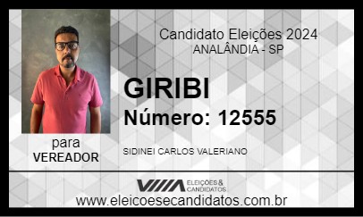 Candidato GIRIBI 2024 - ANALÂNDIA - Eleições