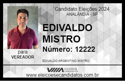 Candidato EDIVALDO MISTRO 2024 - ANALÂNDIA - Eleições