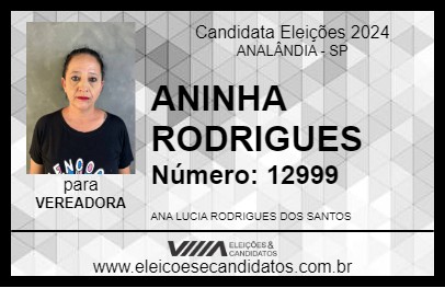 Candidato ANINHA RODRIGUES 2024 - ANALÂNDIA - Eleições