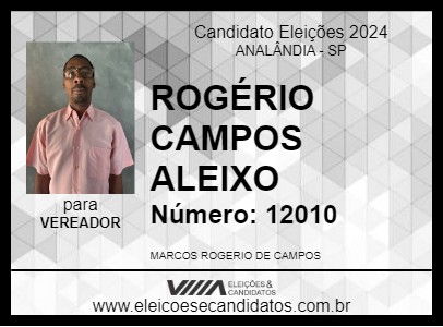 Candidato ROGÉRIO CAMPOS ALEIXO 2024 - ANALÂNDIA - Eleições