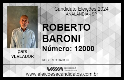 Candidato ROBERTO BARONI 2024 - ANALÂNDIA - Eleições