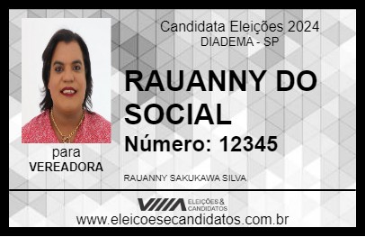 Candidato RAUANNY DO SOCIAL 2024 - DIADEMA - Eleições