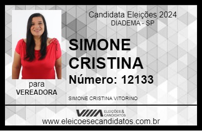 Candidato SIMONE CRISTINA 2024 - DIADEMA - Eleições