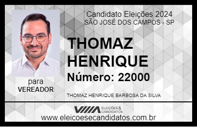 Candidato THOMAZ HENRIQUE 2024 - SÃO JOSÉ DOS CAMPOS - Eleições