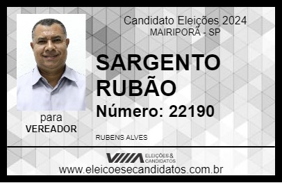 Candidato SARGENTO RUBÃO 2024 - MAIRIPORÃ - Eleições