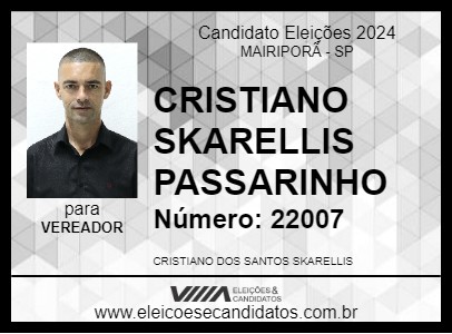 Candidato CRISTIANO SKARELLIS PASSARINHO 2024 - MAIRIPORÃ - Eleições