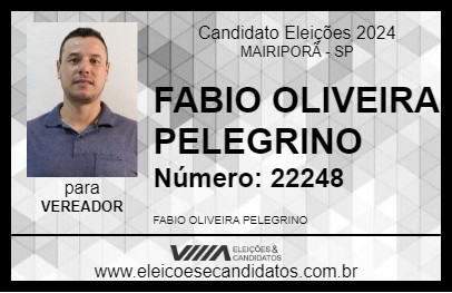 Candidato FABIO OLIVEIRA PELEGRINO 2024 - MAIRIPORÃ - Eleições