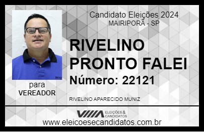 Candidato RIVELINO PRONTO FALEI 2024 - MAIRIPORÃ - Eleições