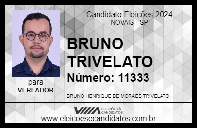 Candidato BRUNO TRIVELATO 2024 - NOVAIS - Eleições