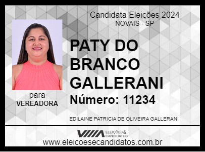 Candidato PATY DO BRANCO GALLERANI 2024 - NOVAIS - Eleições