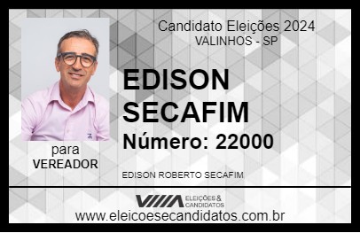 Candidato EDSON SECAFIM ELÉTRICA AVENIDA 2024 - VALINHOS - Eleições