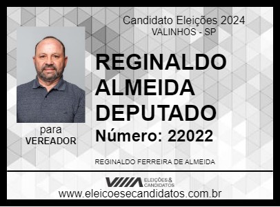 Candidato REGINALDO ALMEIDA DEPUTADO 2024 - VALINHOS - Eleições