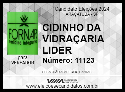 Candidato CIDINHO DA VIDRAÇARIA LIDER 2024 - ARAÇATUBA - Eleições