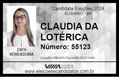 Candidato CLAUDIA DA LOTÉRICA 2024 - ELISIÁRIO - Eleições