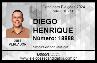 Candidato DIEGO HENRIQUE 2024 - VINHEDO - Eleições