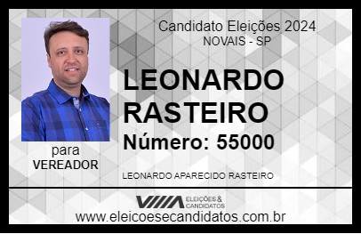 Candidato LEONARDO RASTEIRO 2024 - NOVAIS - Eleições