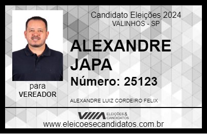 Candidato ALEXANDRE JAPA 2024 - VALINHOS - Eleições