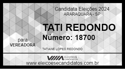 Candidato TATI REDONDO 2024 - ARARAQUARA - Eleições