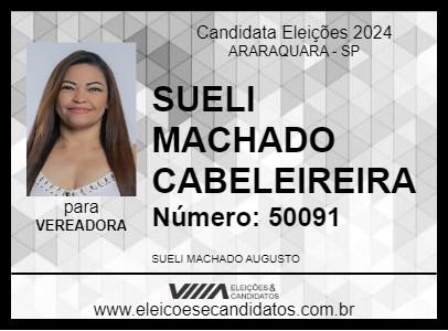 Candidato SUELI MACHADO CABELEIREIRA 2024 - ARARAQUARA - Eleições