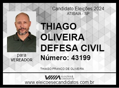 Candidato THIAGO OLIVEIRA 2024 - ATIBAIA - Eleições