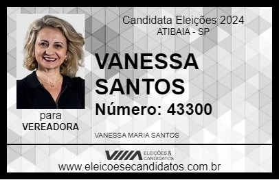 Candidato VANESSA SANTOS 2024 - ATIBAIA - Eleições