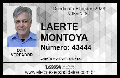 Candidato LAERTE MONTOYA 2024 - ATIBAIA - Eleições