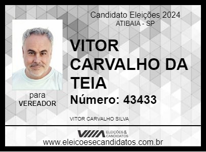 Candidato VITOR CARVALHO DA TEIA 2024 - ATIBAIA - Eleições