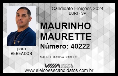 Candidato MAURINHO MAURETTE 2024 - BURI - Eleições