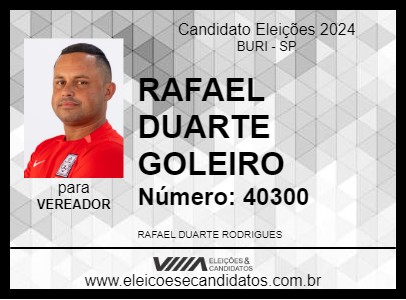 Candidato RAFAEL DUARTE GOLEIRO 2024 - BURI - Eleições