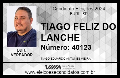 Candidato TIAGO FELIZ  DO LANCHE  2024 - BURI - Eleições