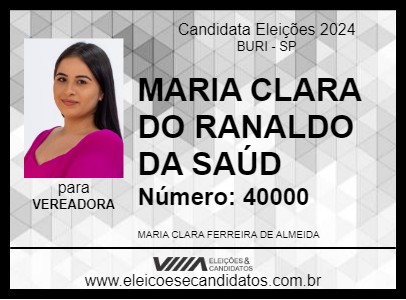 Candidato MARIA CLARA DO RONALDO SAÚDE 2024 - BURI - Eleições