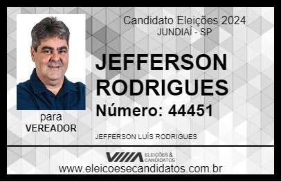 Candidato JEFFERSON RODRIGUES 2024 - JUNDIAÍ - Eleições