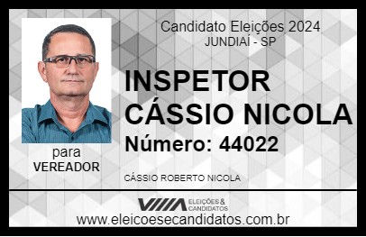 Candidato INSPETOR CÁSSIO NICOLA 2024 - JUNDIAÍ - Eleições