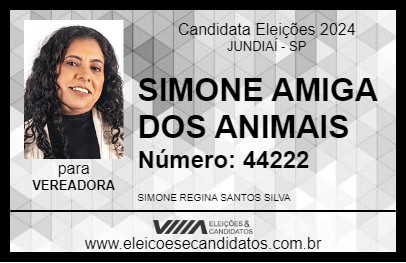 Candidato SIMONE AMIGA DOS ANIMAIS 2024 - JUNDIAÍ - Eleições