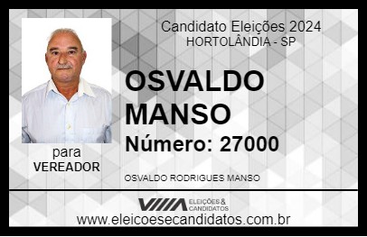 Candidato OSVALDO MANSO 2024 - HORTOLÂNDIA - Eleições