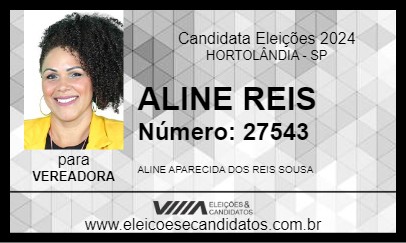 Candidato ALINE REIS 2024 - HORTOLÂNDIA - Eleições