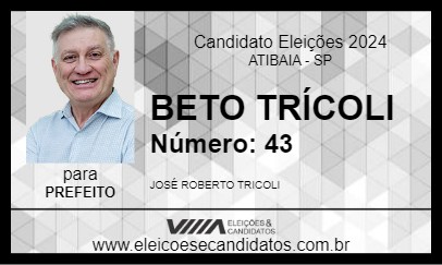 Candidato BETO TRÍCOLI 2024 - ATIBAIA - Eleições