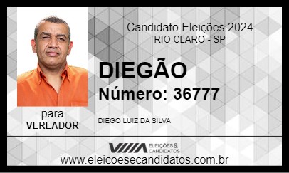 Candidato DIEGÃO 2024 - RIO CLARO - Eleições