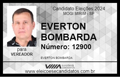 Candidato EVERTON BOMBARDA 2024 - MOGI MIRIM - Eleições