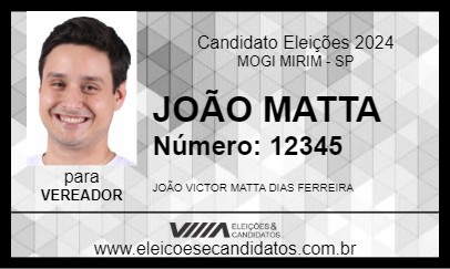 Candidato JOÃO MATTA 2024 - MOGI MIRIM - Eleições