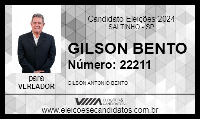 Candidato GILSON BENTO 2024 - SALTINHO - Eleições