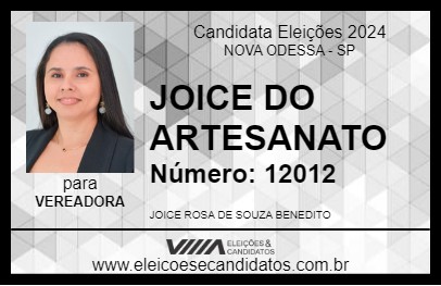 Candidato JOICE DO ARTESANATO 2024 - NOVA ODESSA - Eleições