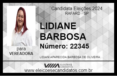 Candidato LIDIANE BARBOSA 2024 - RAFARD - Eleições