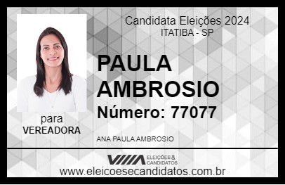 Candidato PAULA AMBROSIO 2024 - ITATIBA - Eleições