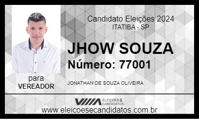 Candidato JHOW SOUZA 2024 - ITATIBA - Eleições