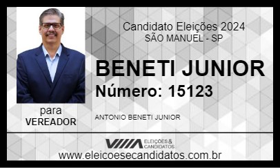 Candidato BENETI JUNIOR 2024 - SÃO MANUEL - Eleições