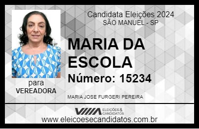 Candidato MARIA DA ESCOLA 2024 - SÃO MANUEL - Eleições