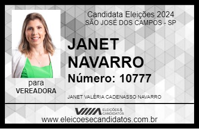 Candidato JANET NAVARRO 2024 - SÃO JOSÉ DOS CAMPOS - Eleições