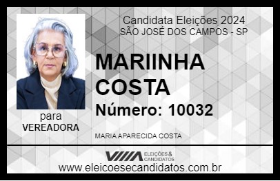 Candidato MARIINHA COSTA 2024 - SÃO JOSÉ DOS CAMPOS - Eleições